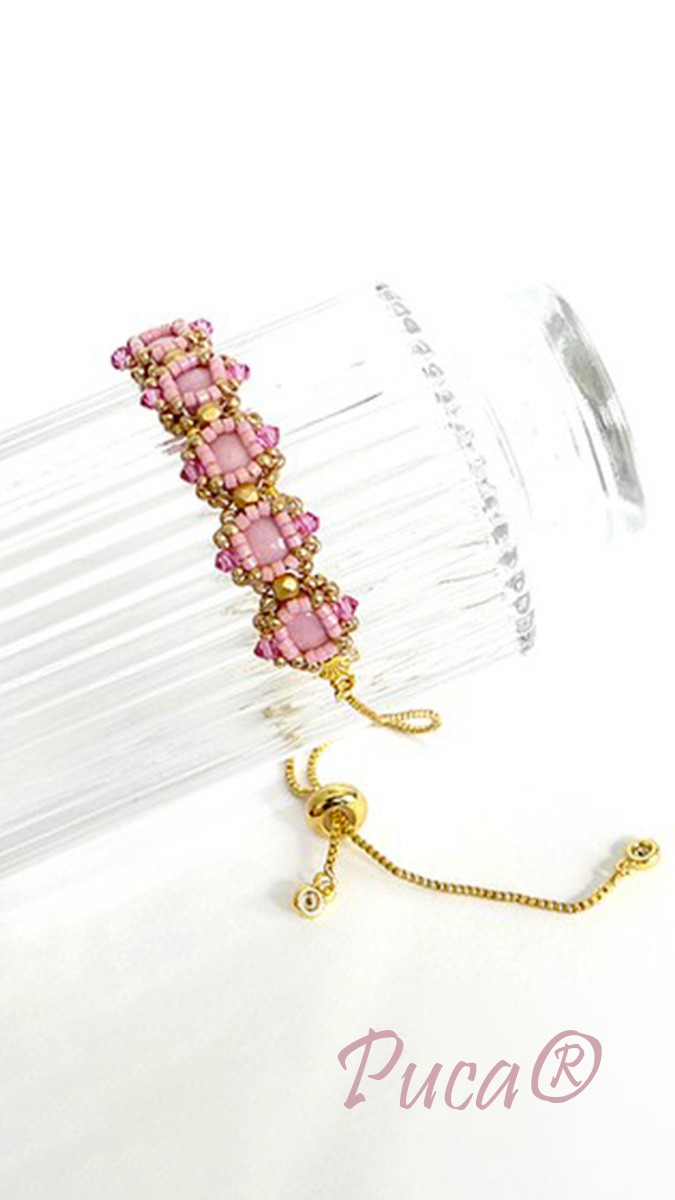 Schéma Bracelet Miss Jade avec cabochon en verre par Puca®