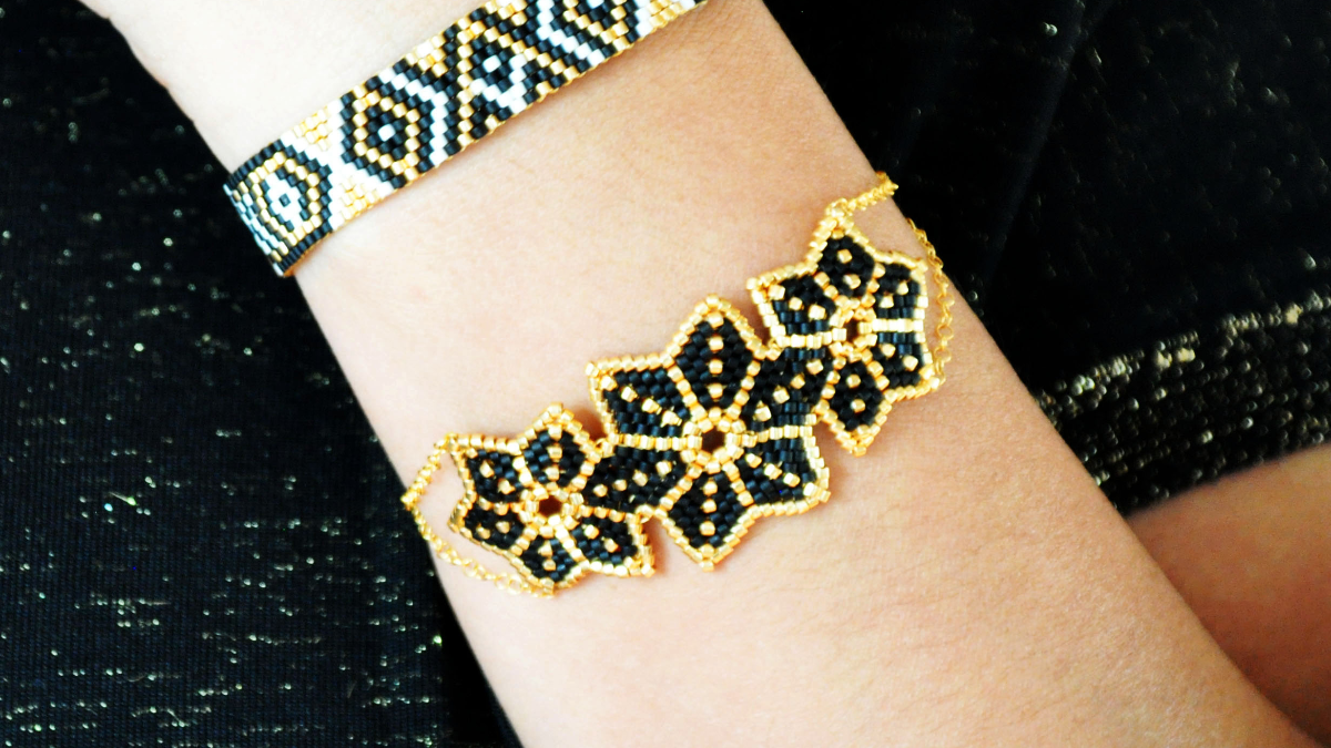 Schéma Tuto Bracelet Miyuki étoile japonaise en Peyote circulaire