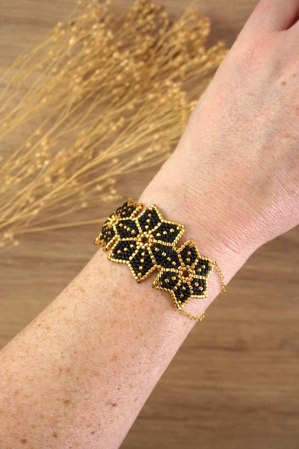 Schéma Tuto Bracelet Miyuki étoile japonaise en Peyote circulaire