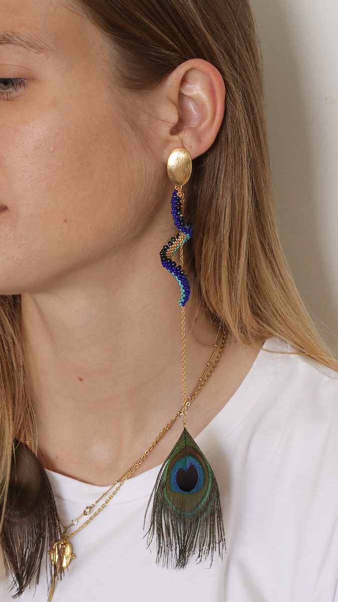 Schéma Boucles d'oreilles pendantes en tissage peyote Cellini plat effet spirale Schéma Boucles d'oreilles pendantes en tissage peyote Cellini plat effet spirale