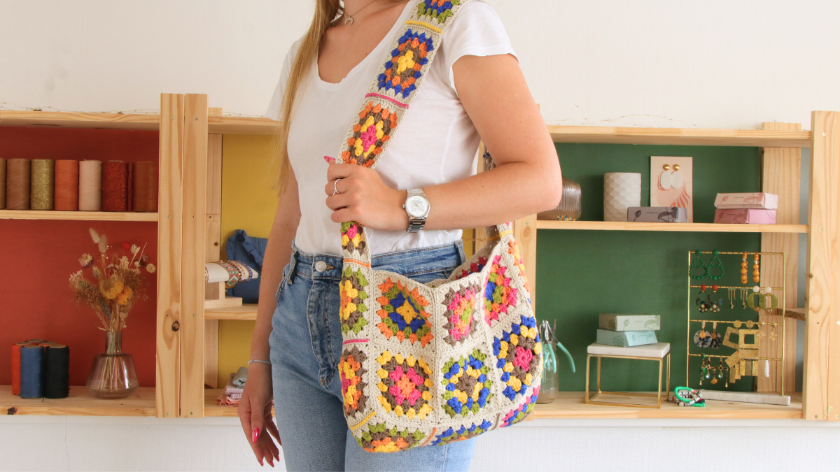 Schéma Tuto sac en granny square crochet