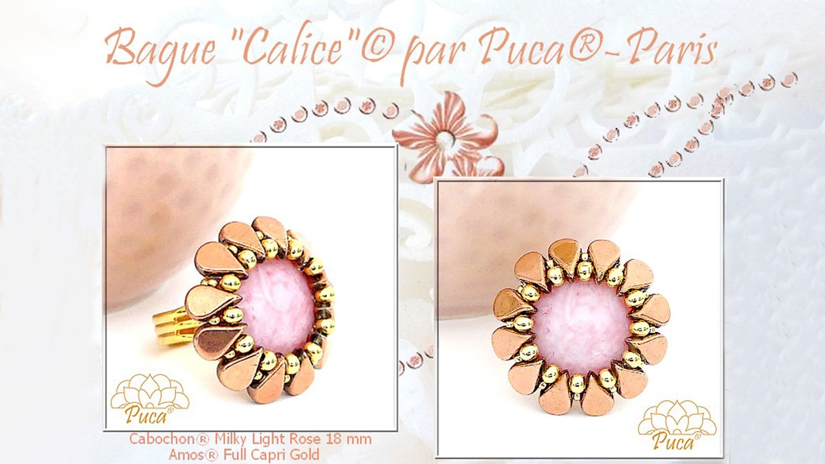 Schéma Bague Calice avec cabochon par Puca®