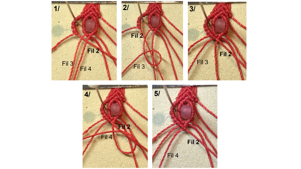 Bracelet en micro-macramé et pierres gemmes : Etape 21