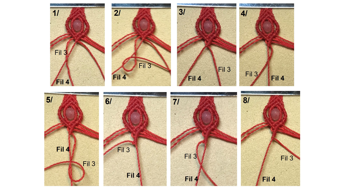 Bracelet en micro-macramé et pierres gemmes : Etape 24