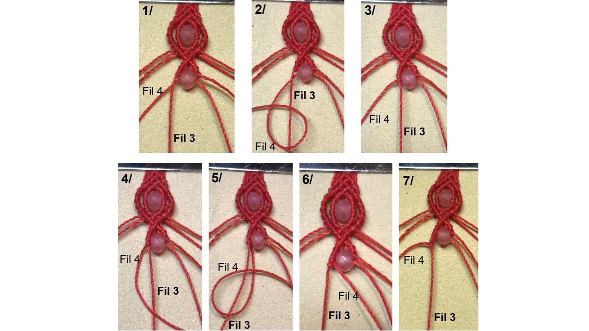 Bracelet en micro-macramé et pierres gemmes : Etape 27
