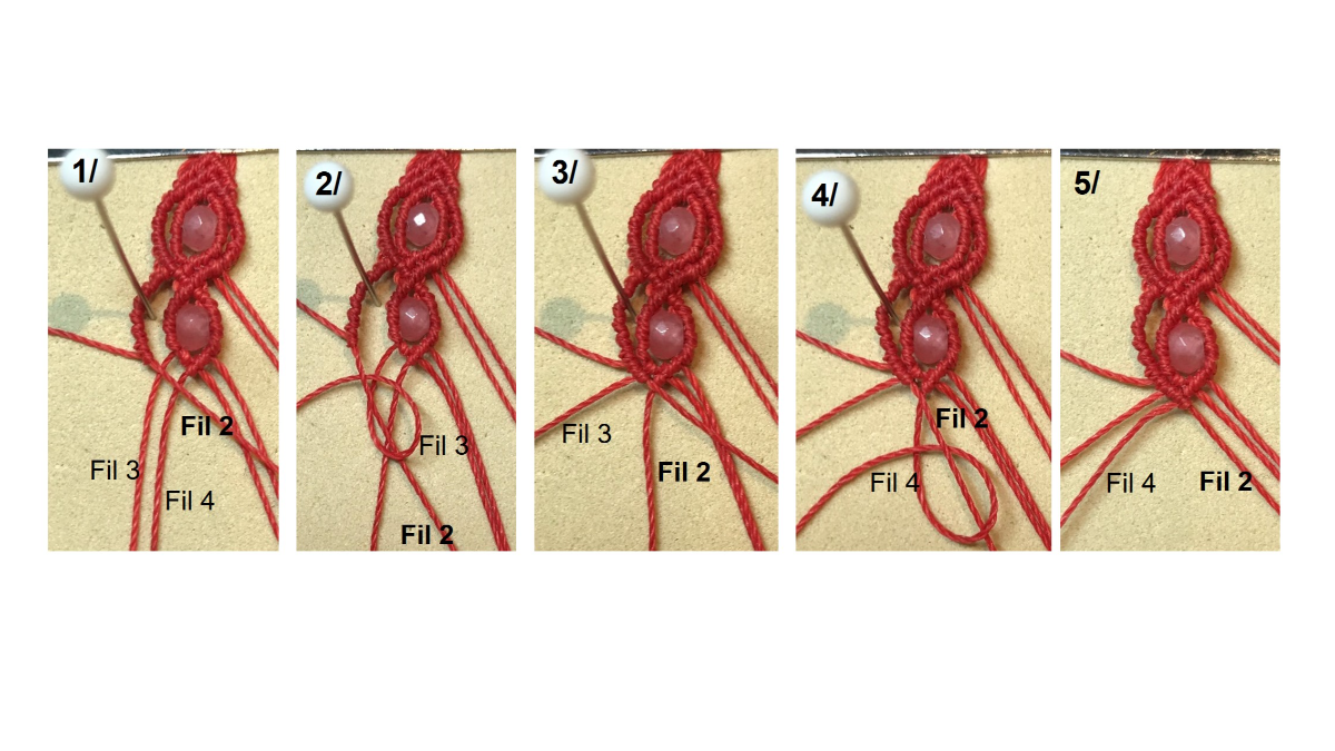 Bracelet en micro-macramé et pierres gemmes : Etape 31