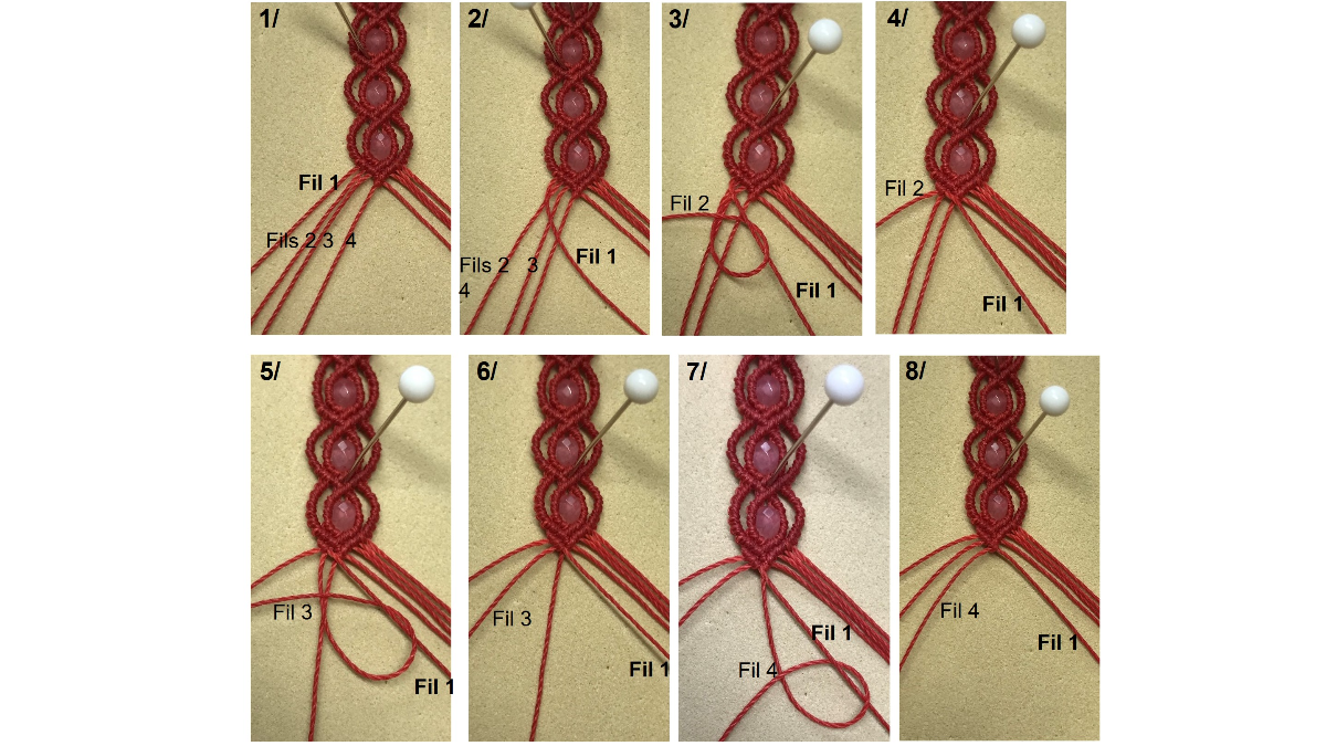 Bracelet en micro-macramé et pierres gemmes : Etape 34