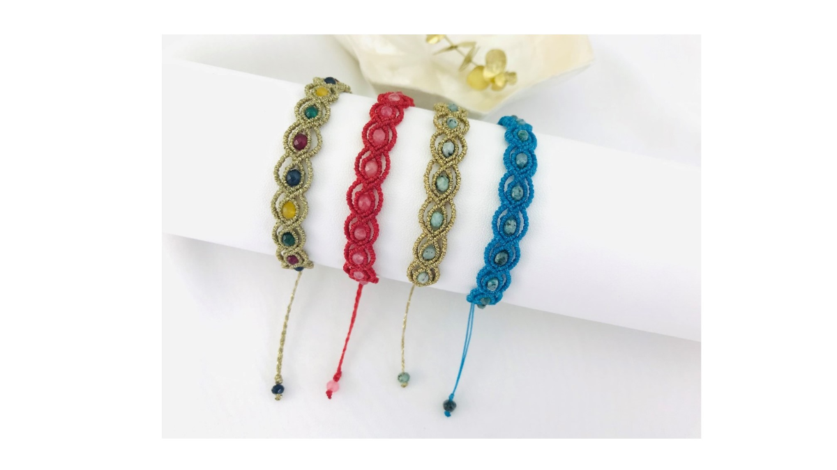 Bracelet en micro-macramé et pierres gemmes : Etape 38
