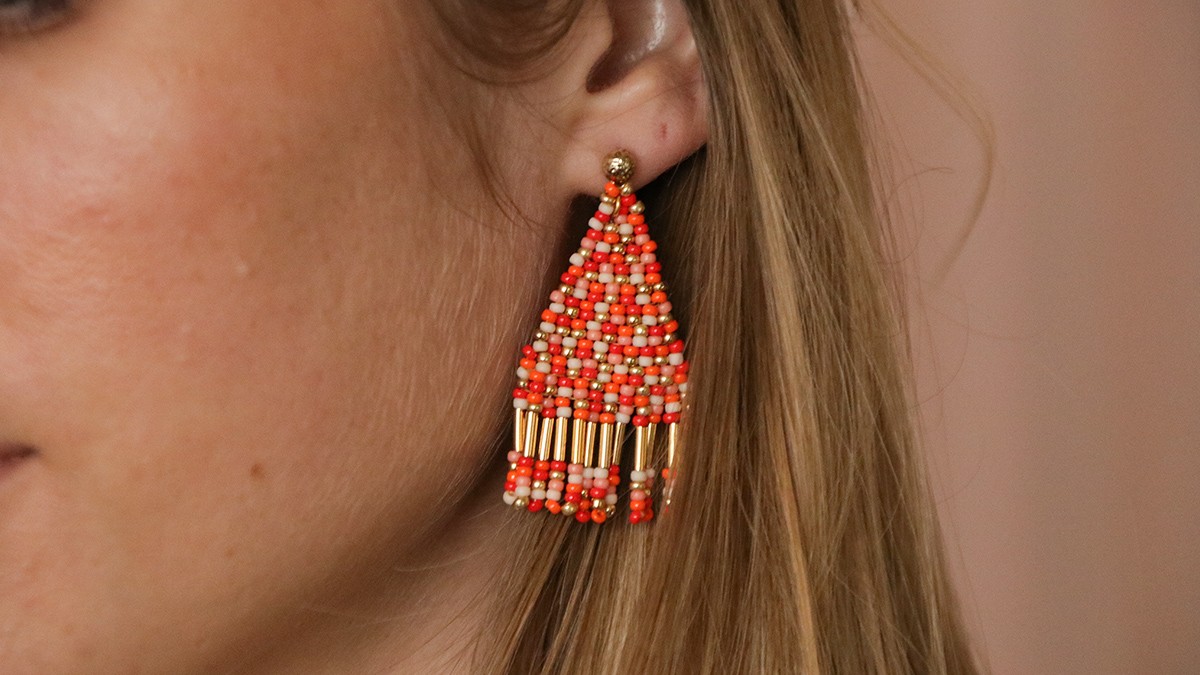 Boucles d'oreilles en double brick stitch avec perles de rocailles