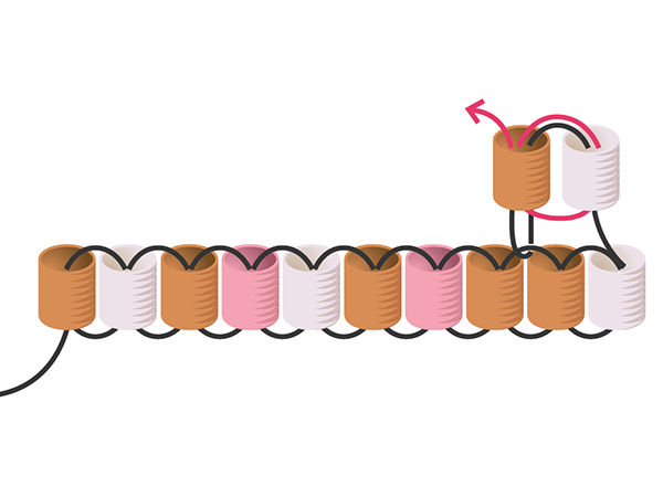 Boucles d'oreilles en double brick stitch avec perles de rocailles : Etape 5