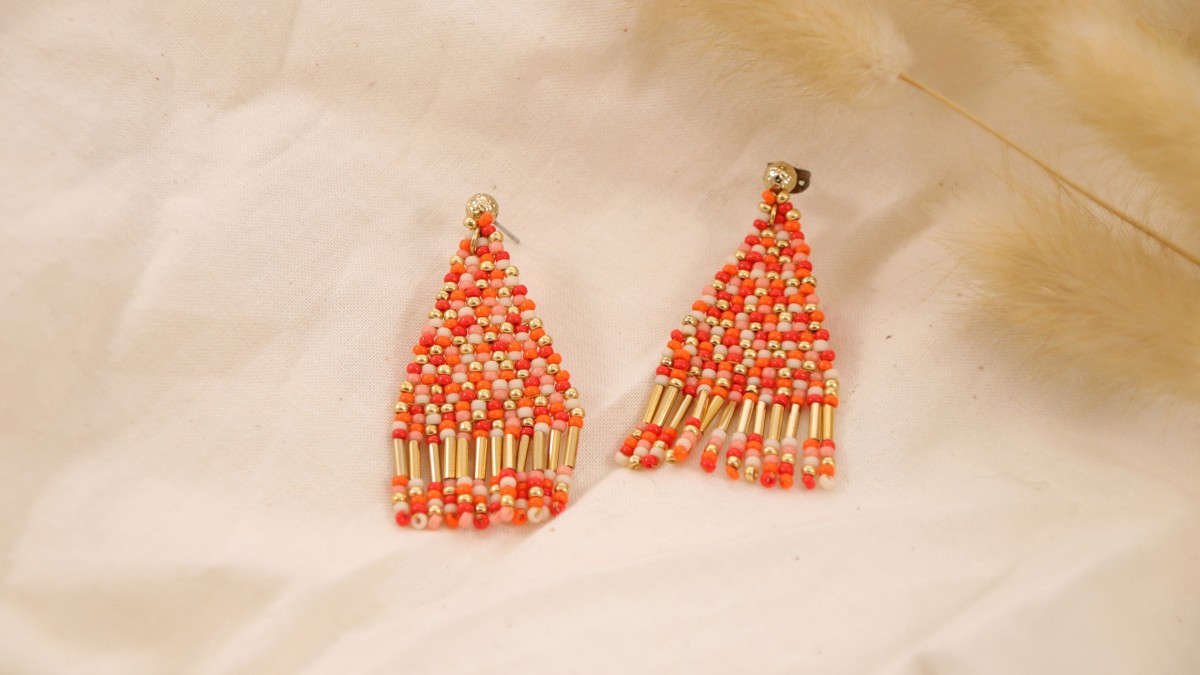 Boucles d'oreilles en double brick stitch avec perles de rocailles : Etape 6