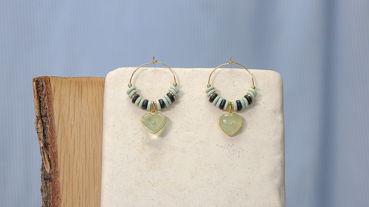 Schéma Tuto facile créoles en pierre gemme prehnite Schéma Tuto facile créoles en pierre gemme prehnite