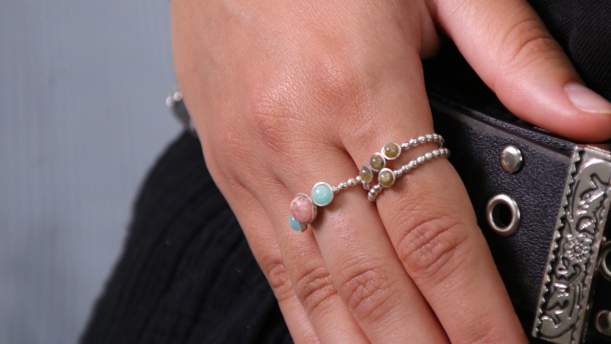 Schéma Bague en Argent 925 et Pierres Naturelles Amazonite et Labradorite