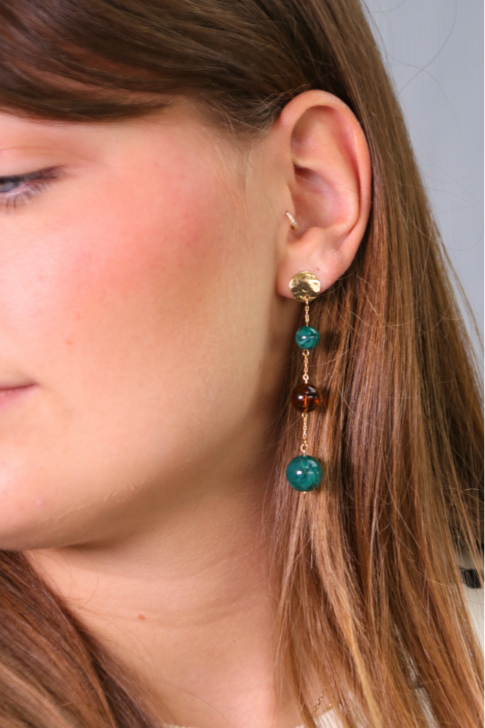Schéma Boucles d'oreilles pendantes cascade de perles marbrées