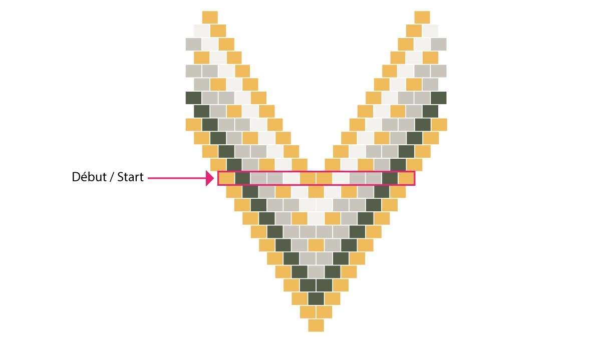 Boucles d'oreilles Miyuki technique Feuille Russe en Brick Stitch : Etape 3