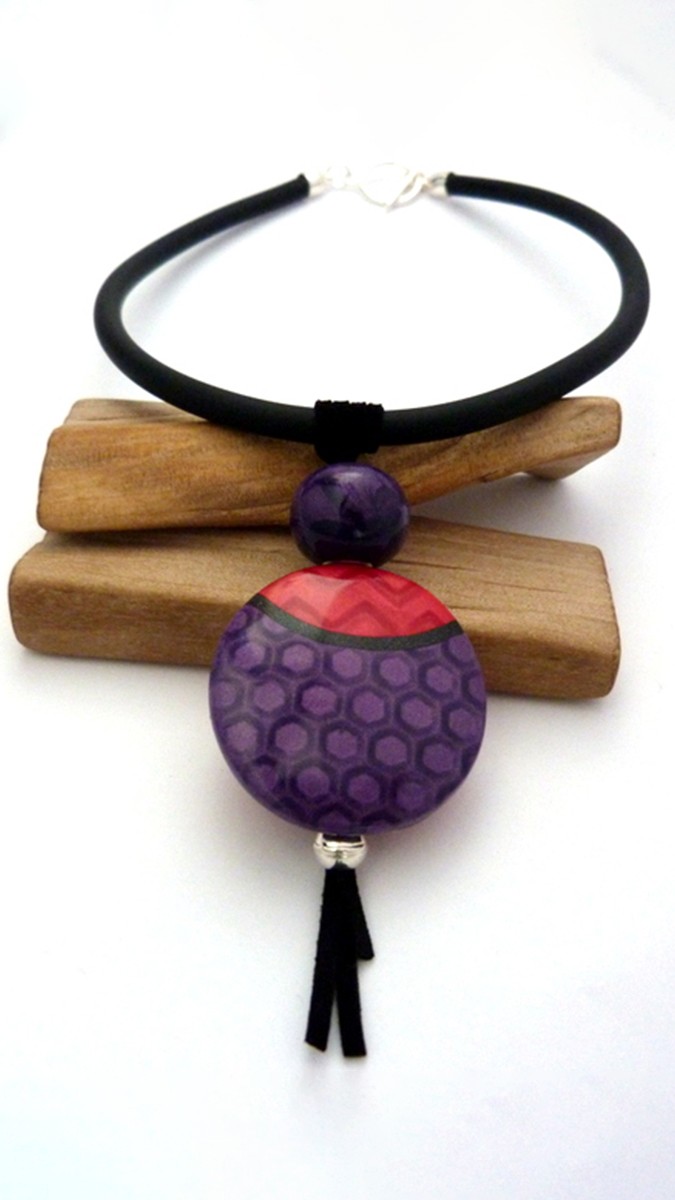 Schéma Collier ethnique en pâte polymère avec la technique du Mica Shift