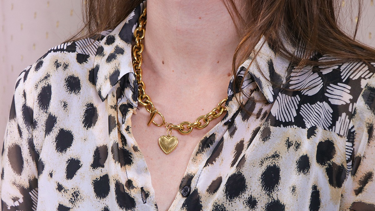 Collier avec fermoir T et pendentif coeur