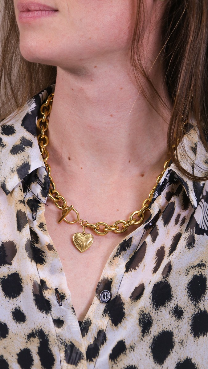 Schéma Collier avec fermoir T et pendentif coeur