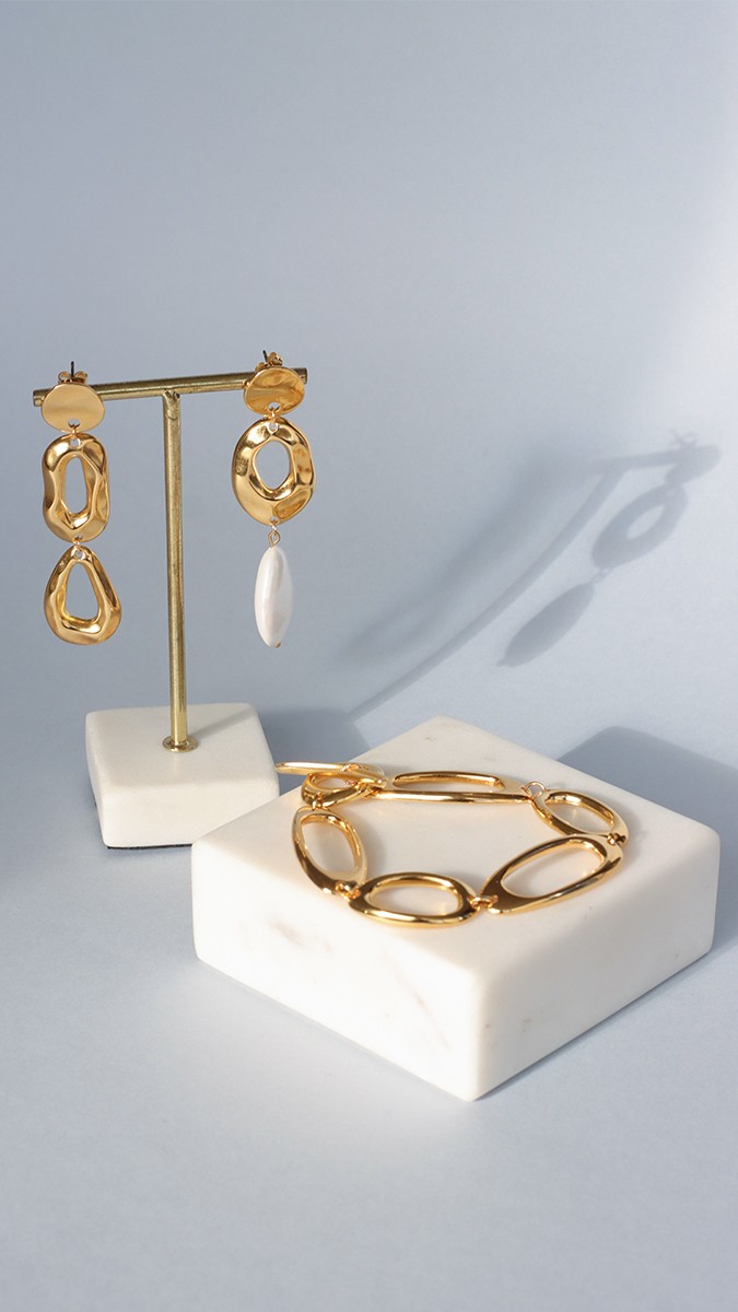 Schéma Bijoux bulle - Bracelet maillons et boucles d'oreilles asymétriques