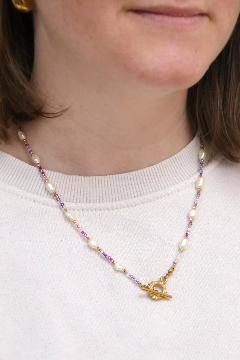 Schéma Collier en perles d'eau douce et rocailles Miyuki