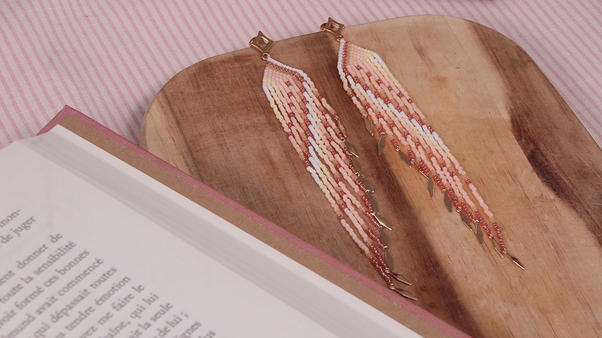 Schéma Boucles d'oreilles franges en perles Miyuki