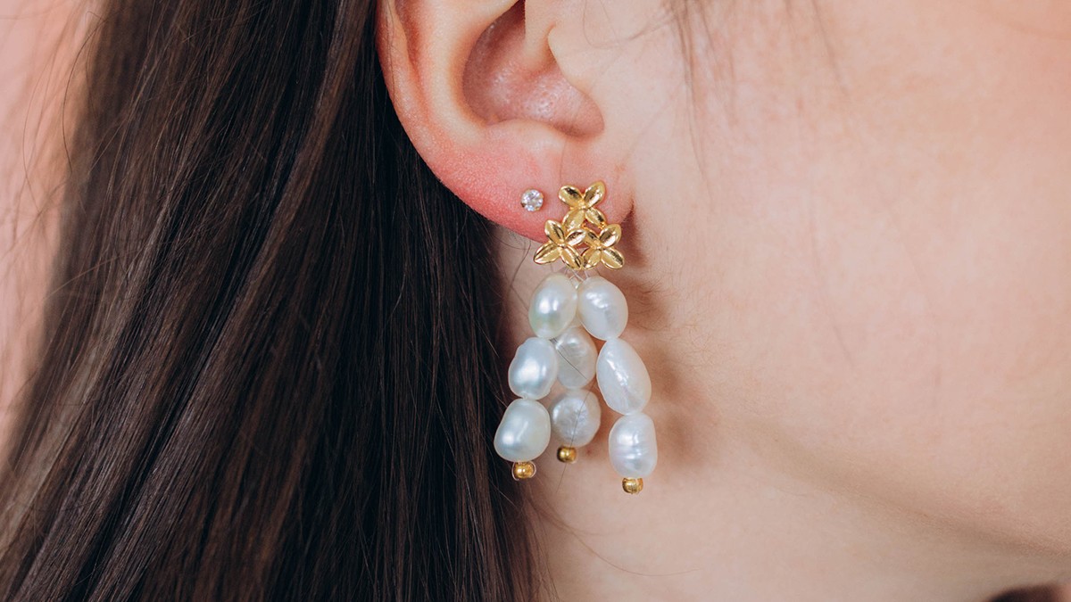 Schéma Boucles d'oreilles pendantes en perles d'eau douce