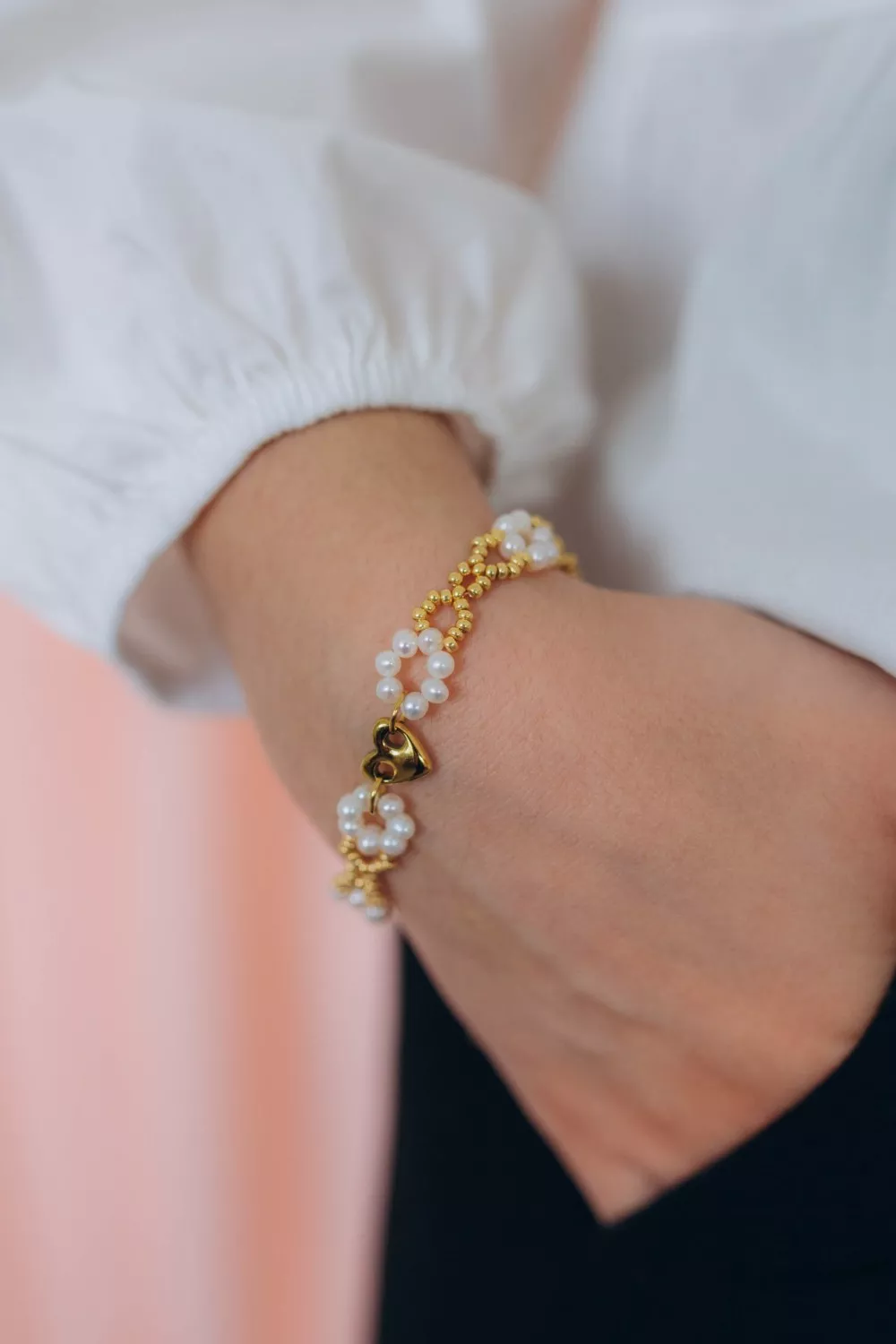 Schéma Bracelet maillons en perles d'eau douce et rocailles Schéma Bracelet maillons en perles d'eau douce et rocailles