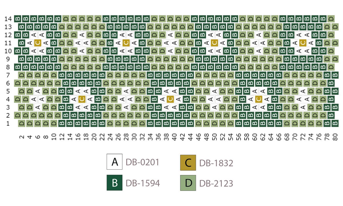 Schéma Bracelet Miyuki tissage Peyote Pair avec fermoir Hiilos