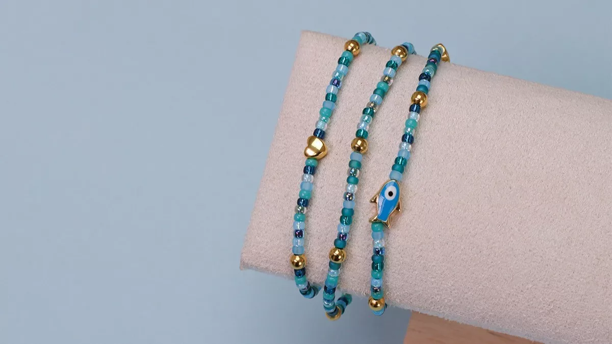 Bracelets de perles pour l'été - Rocailles Miyuki et perle poisson turquoise