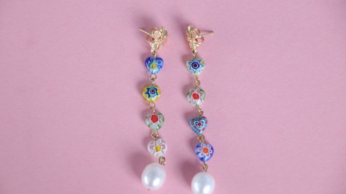 Boucles d'oreilles pendantes avec perles Millefiori : Etape 4