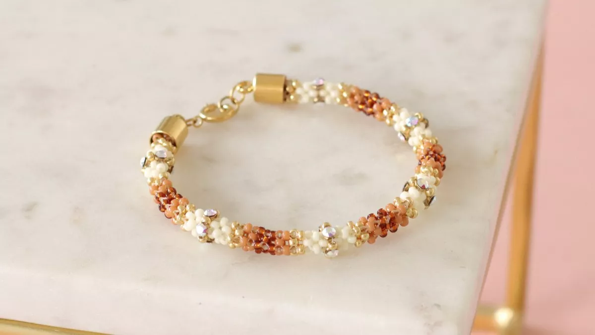 Schéma Bracelet CRAW stitch en perles de rocailles