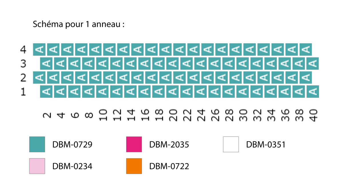 Schéma Bracelet maillons colorés en Perles Miyuki Delica 10/0