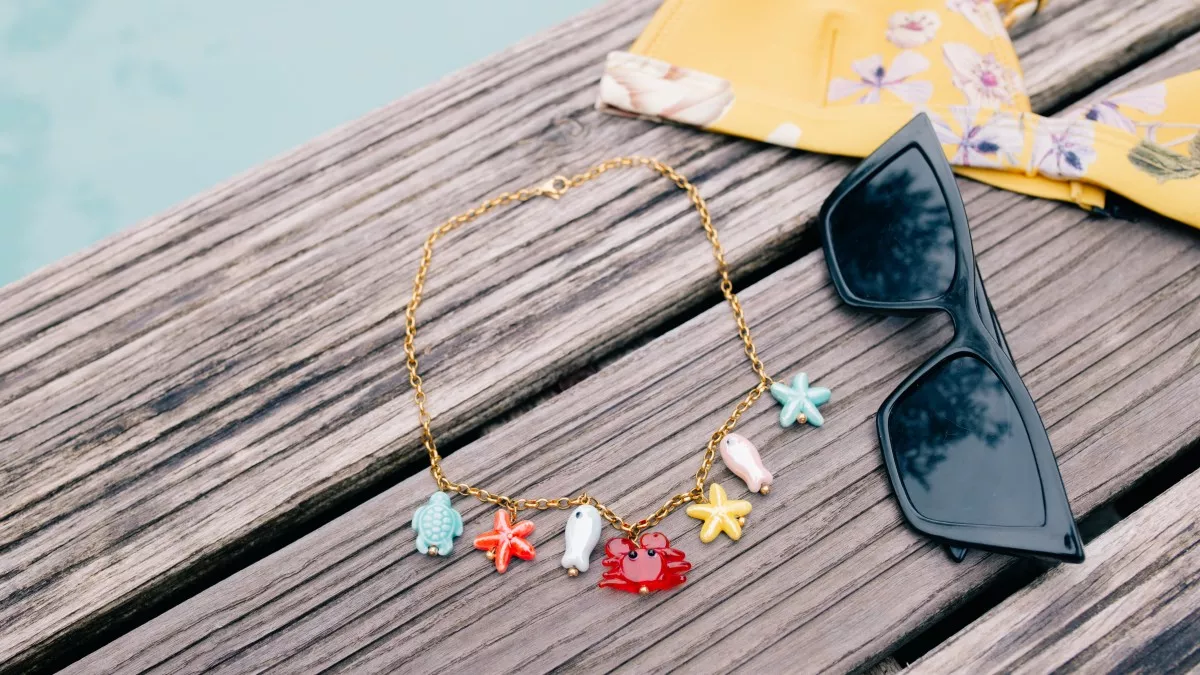 Schéma Collier Charms Océan en acier inox doré