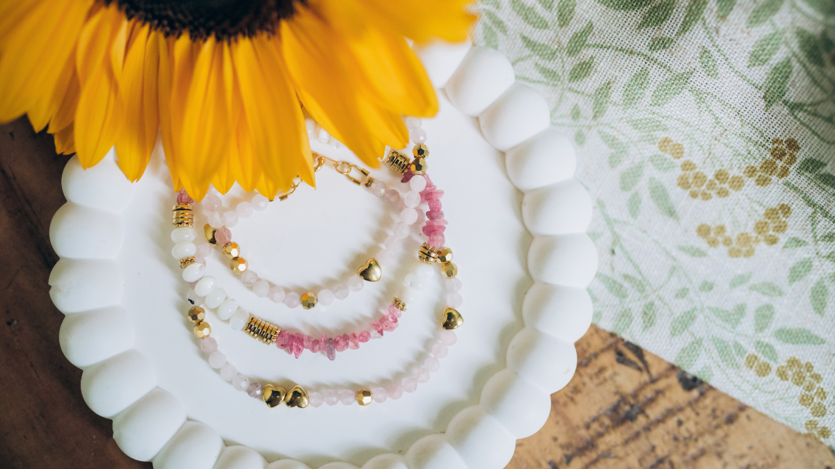 Schéma Bracelets fins en pierre naturelle rose