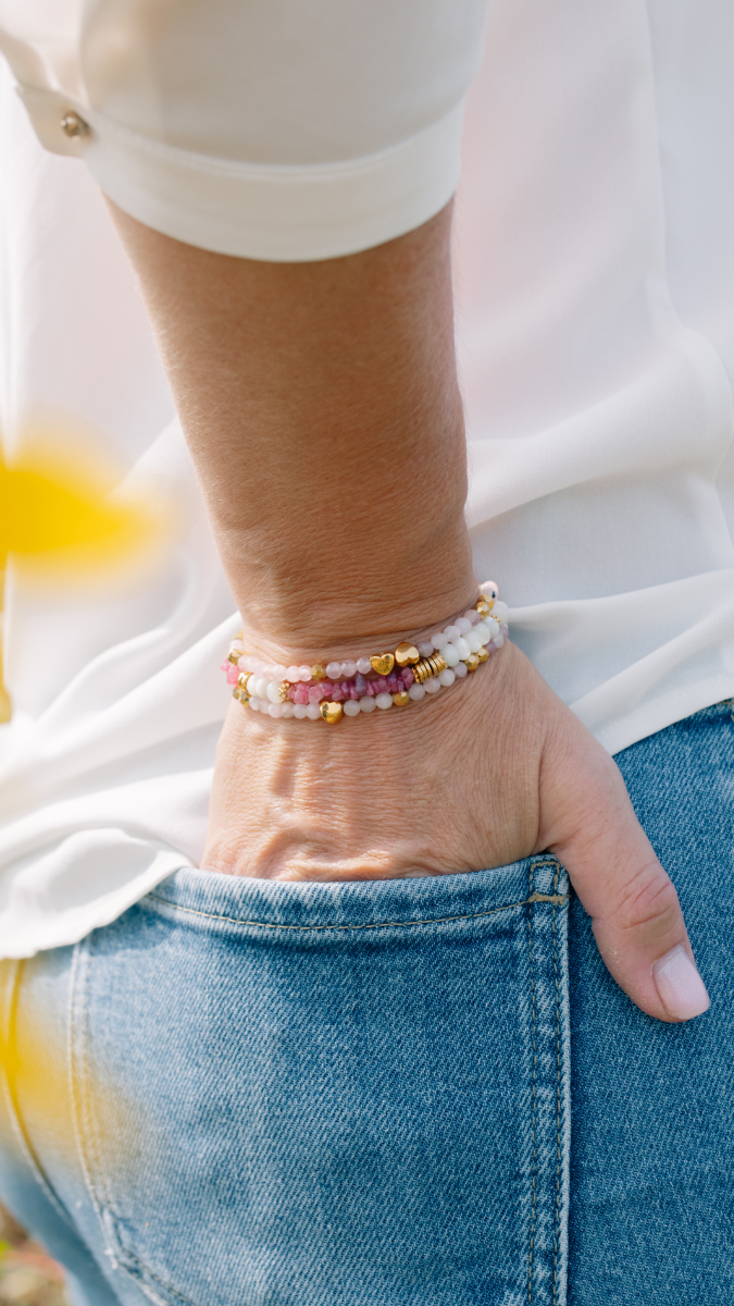 Bracelets fins en pierre naturelle rose