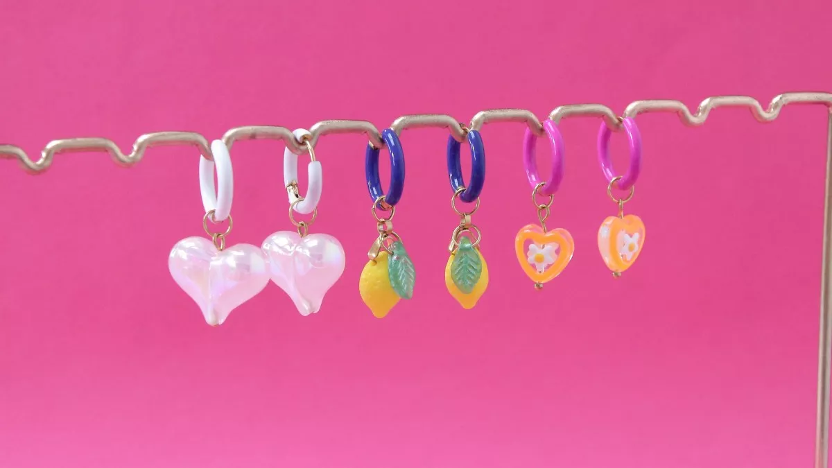 Boucles d'oreilles Citron et coeurs colorés Boucles d'oreilles Citron et coeurs colorés