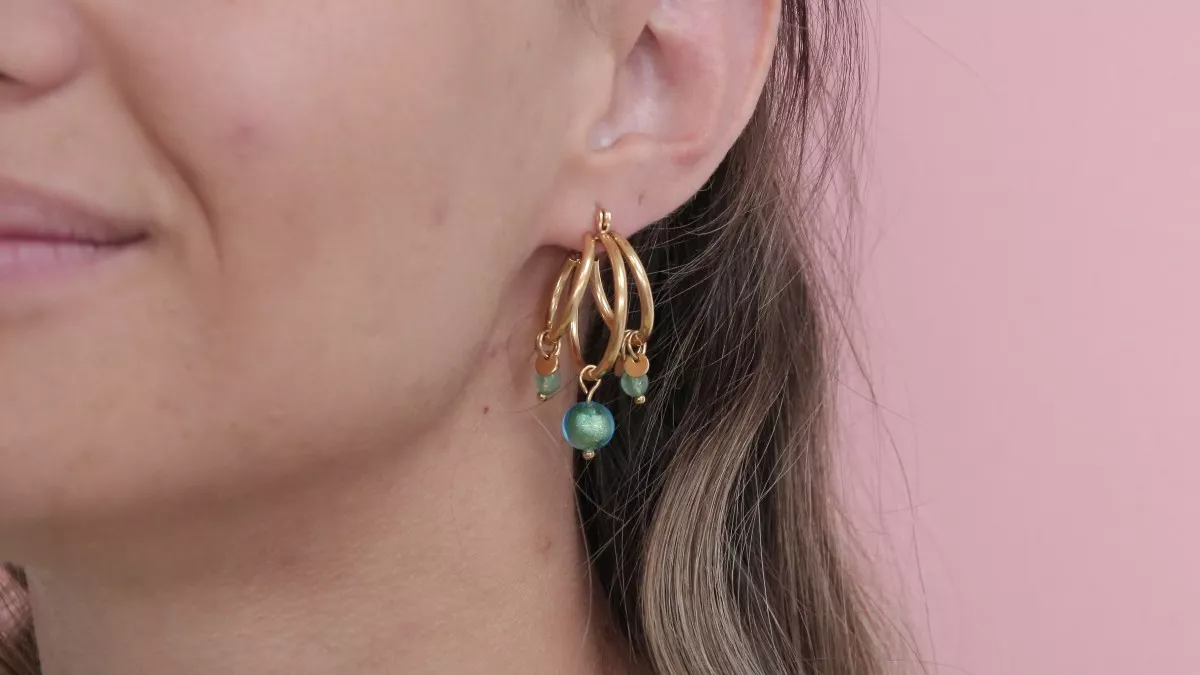 Créoles avec perles de Murano et Aventurine