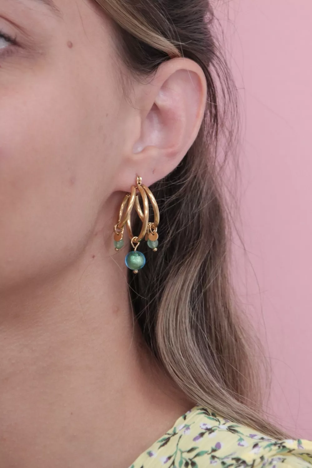 Schéma Créoles avec perles de Murano et Aventurine