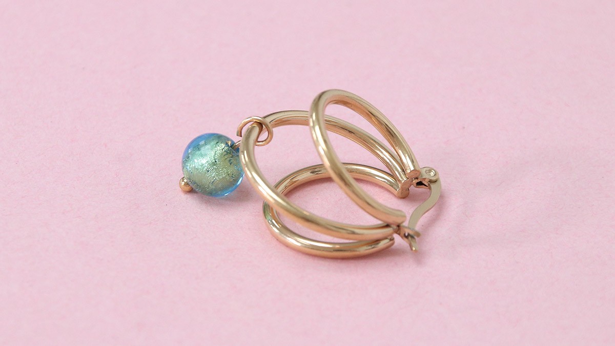 Créoles avec perles de Murano et Aventurine : Etape 3