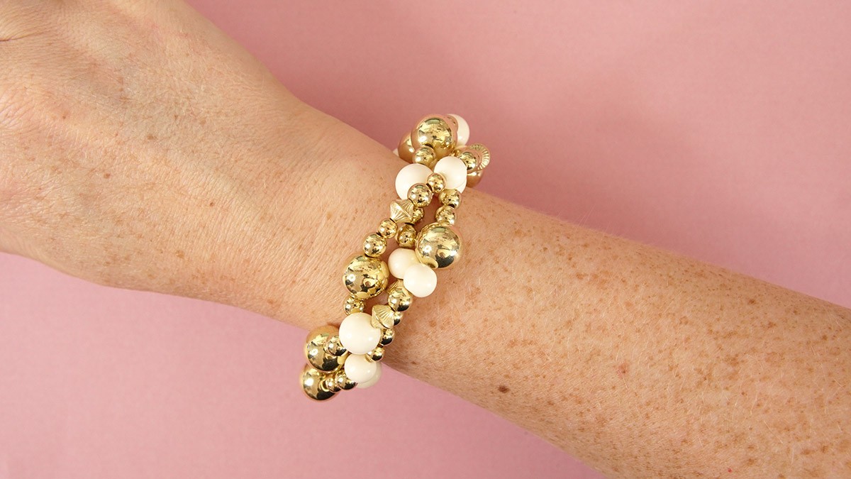 Schéma Gros Bracelet en perles dorées et crème