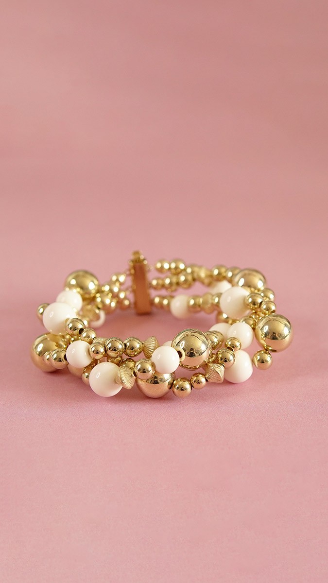 Schéma Gros Bracelet en perles dorées et crème