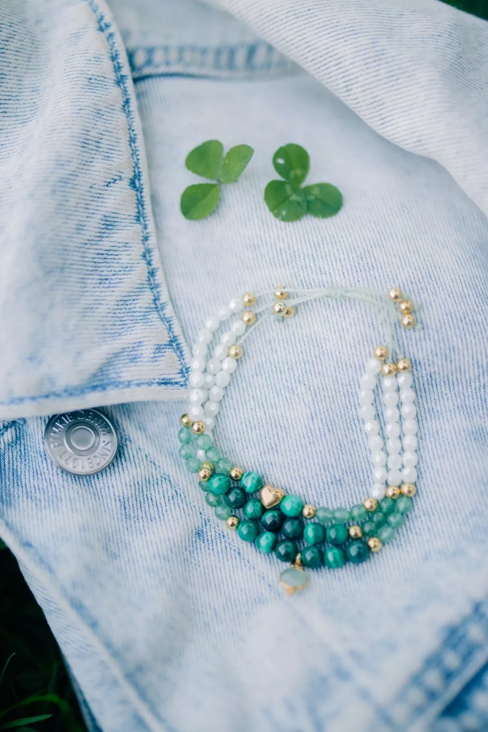 Schéma Bracelet Malachite et Aventurine avec noeud coulissant