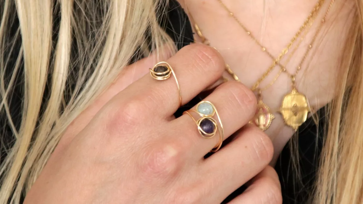 Bague Aigue-Marine en fil Métallique