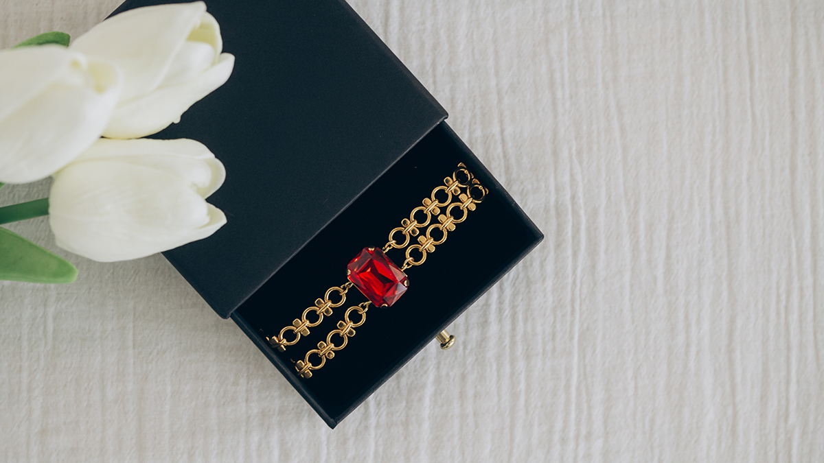 Schéma Bracelet vintage double maillons avec cristal serti Aurora