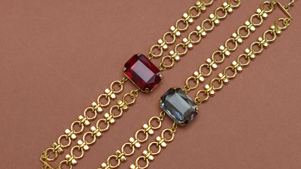 Bracelet vintage double maillons avec cristal serti Aurora : Etape 12