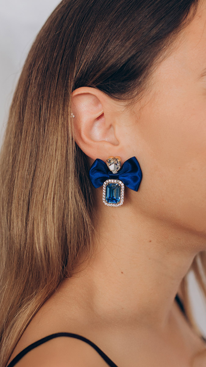 Boucles d'oreilles noeud papillon avec Cristal
