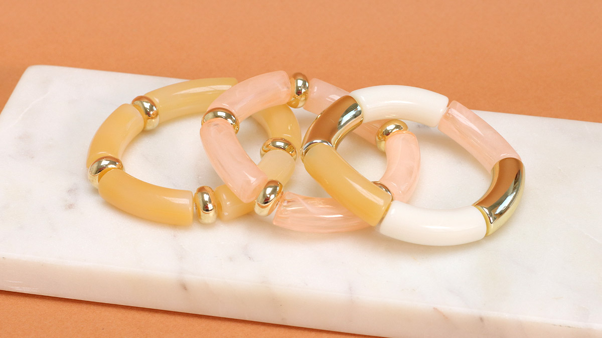 Schéma Bracelets élastiques Perles Tubes en Acrylique et en Bois