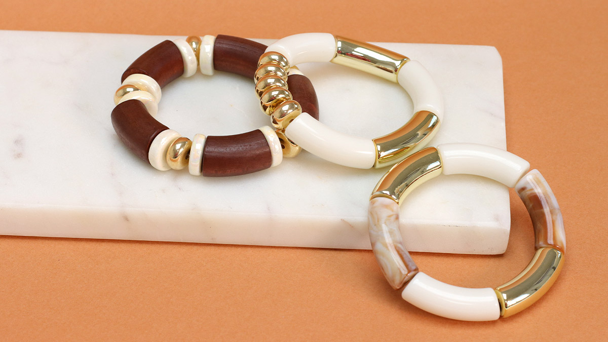 Bracelets élastiques Perles Tubes en Acrylique et en Bois : Etape 3