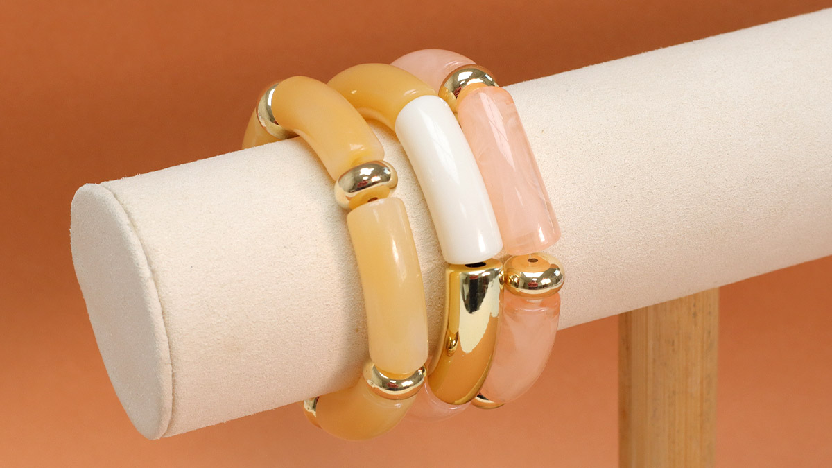 Bracelets élastiques Perles Tubes en Acrylique et en Bois : Etape 4