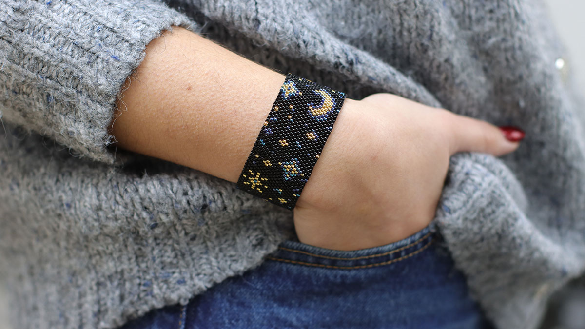 Schéma Bracelet peyote impair avec embouts de tissage Perles & Co